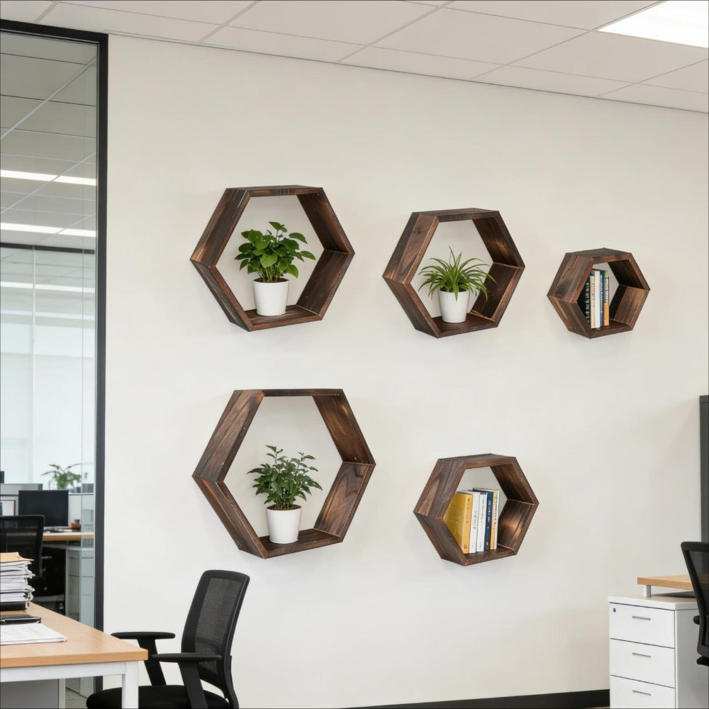 Ensemble de 5 étagères murales hexagonales