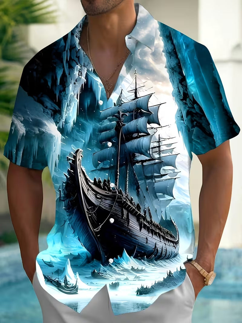 Chemise à manches courtes imprimées pour hommes