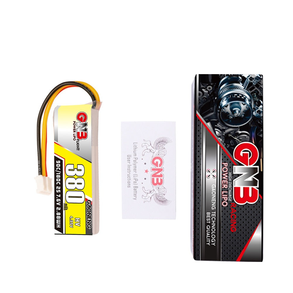 GNB High Energy 380mAh 2s 76V 90C HV128 Racing Mosquito Voiture High Burst Lithium Polymer Bat