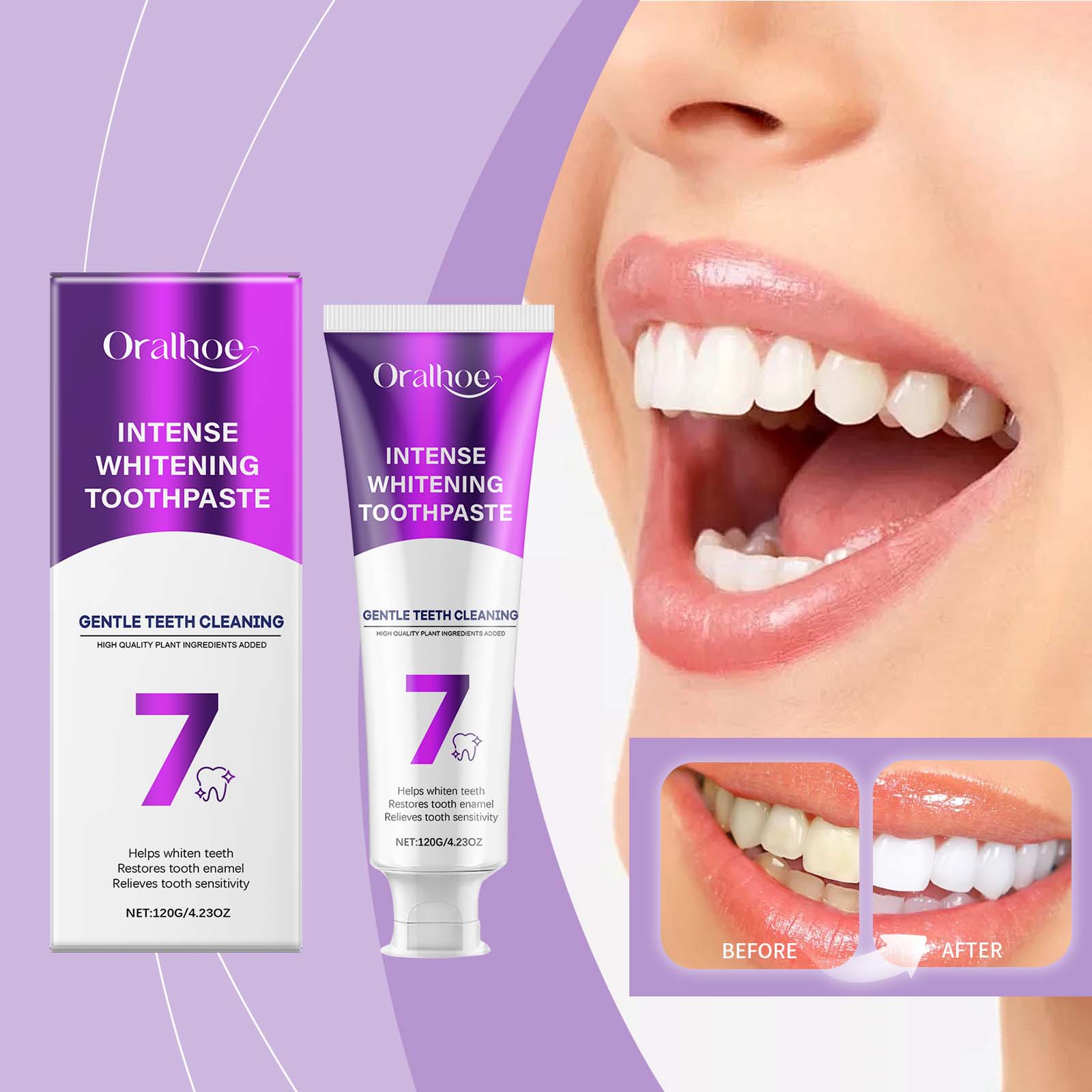 Suppression des taches de dents Blanc vif Dentifrice 120g 1box