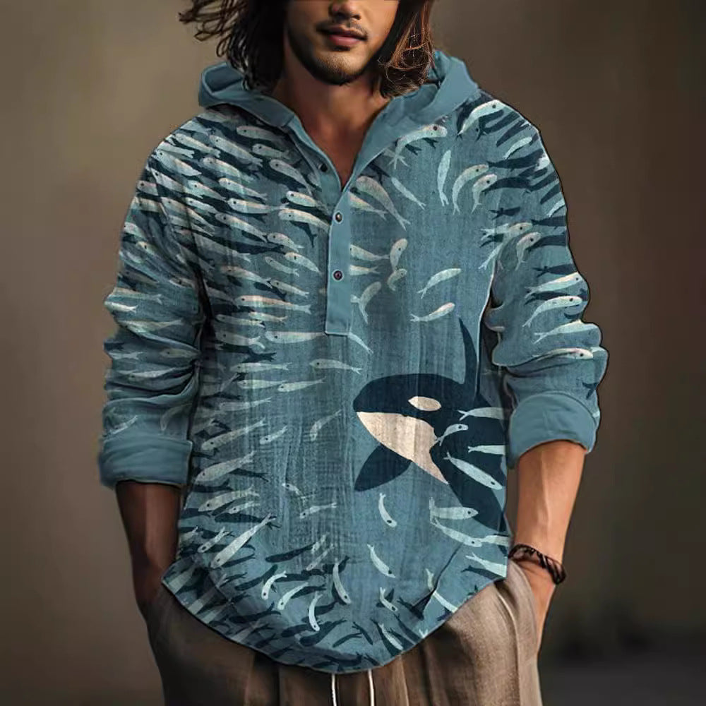 Pull à capuche avec boutons pour hommes