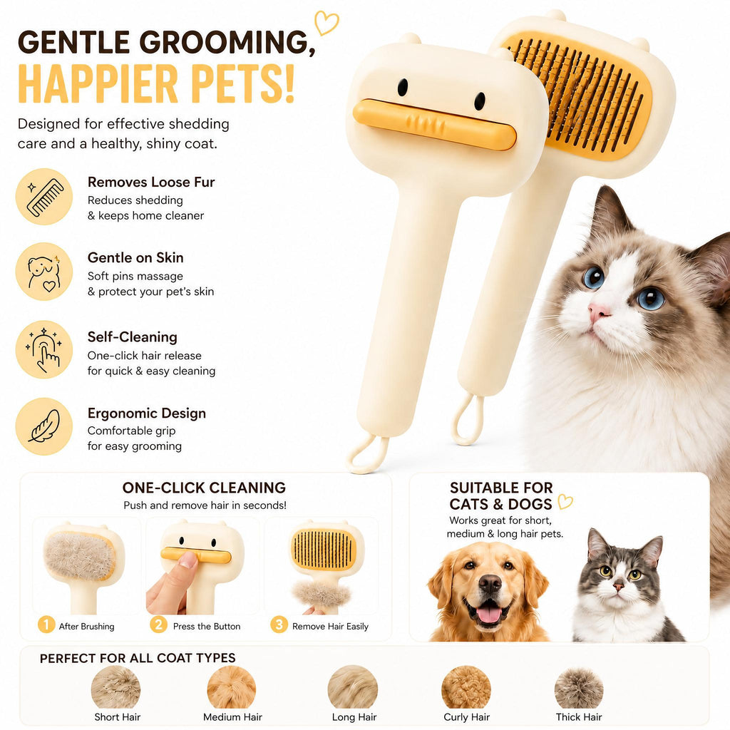 Brosse auto-nettoyante pour animaux de compagnie mignons Peigne universelle pour chats et chiens Remo