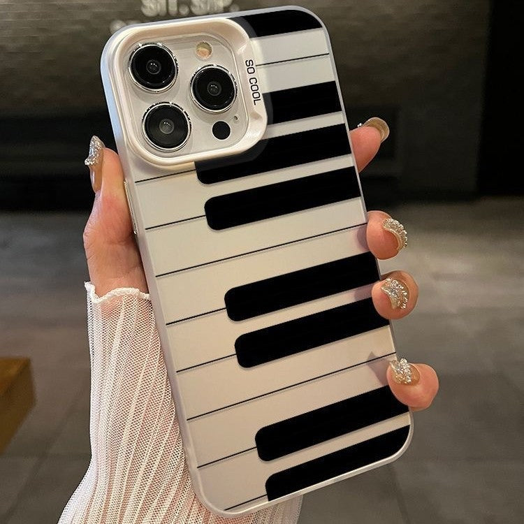 Étui de téléphone à thème noir et blanc pour piano
