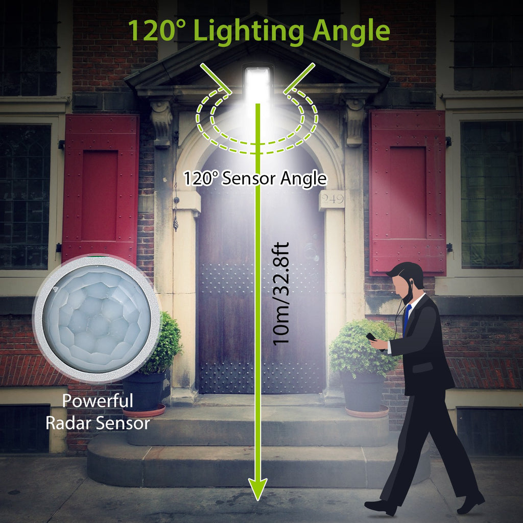 Solar Street Path Light Outdoor 180LEDs Capteur Télécommande Lampes sans fil IP65 Waterpro