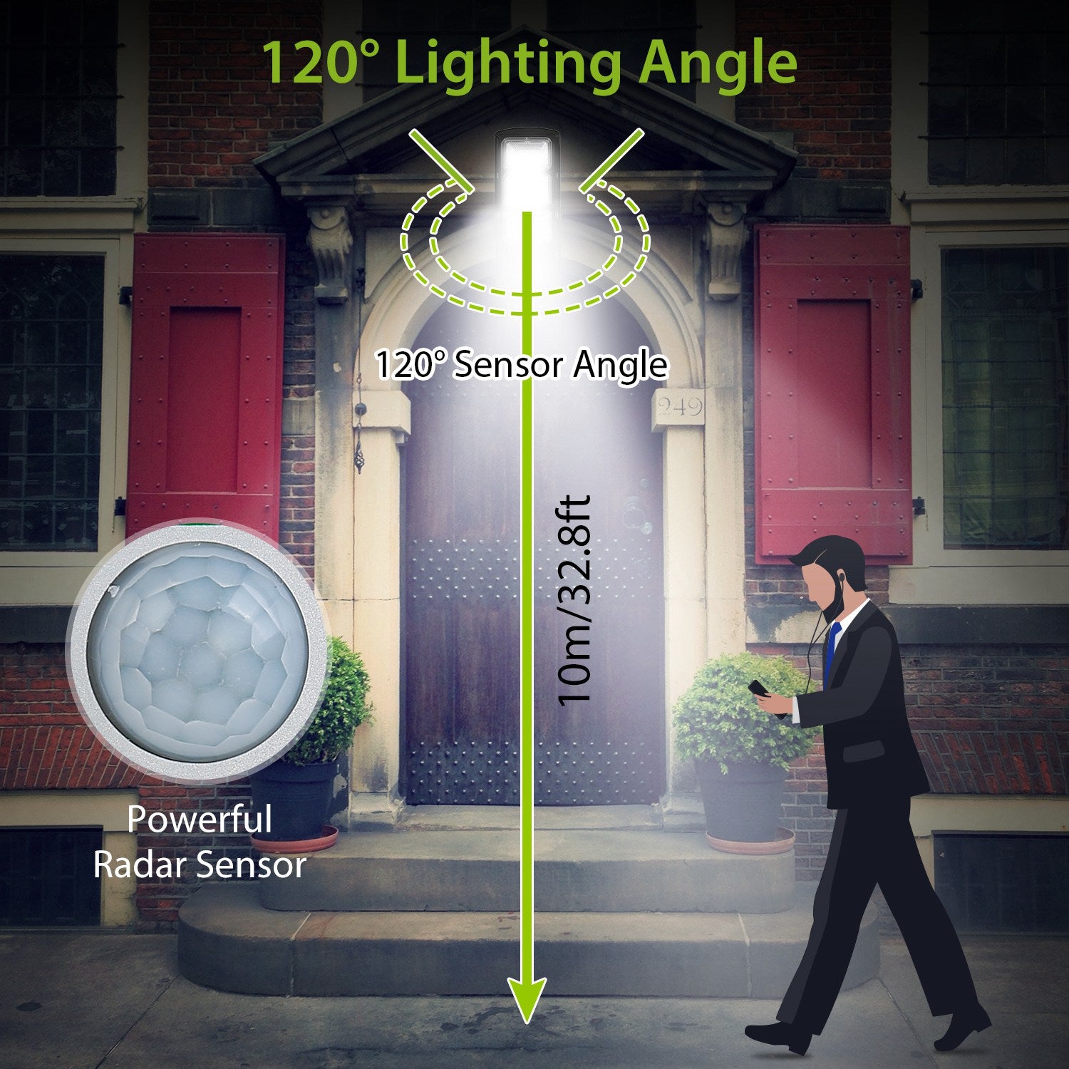Solar Street Path Light Outdoor 180LEDs Capteur Télécommande Lampes sans fil IP65 Waterpro