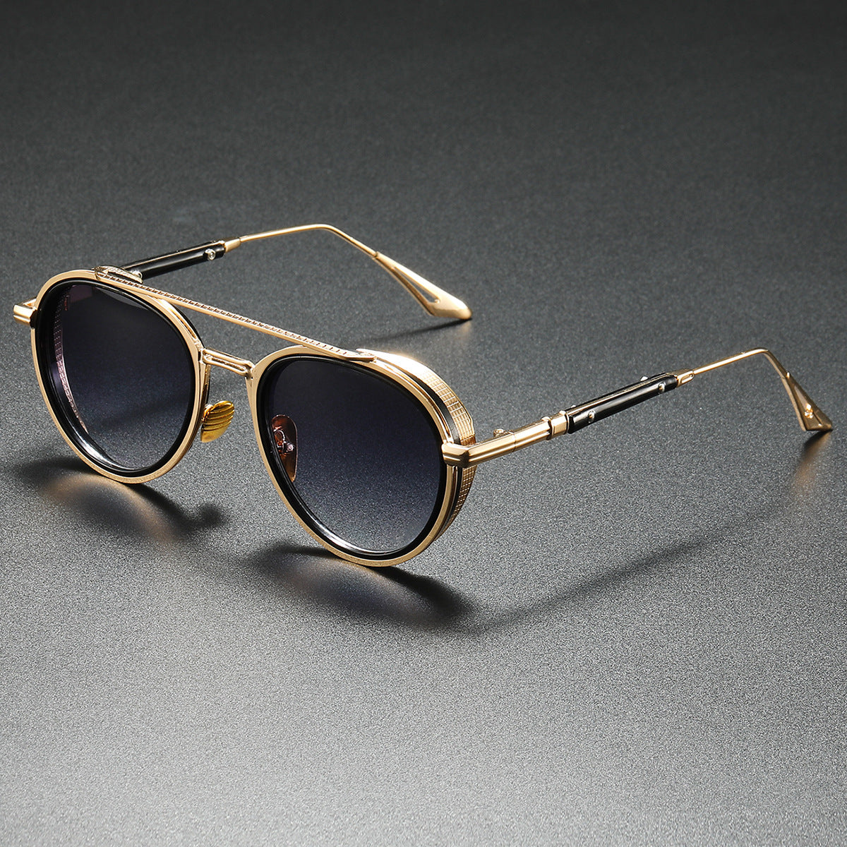 Lunettes de soleil ovales Retro Double Lunettes de mode Beam