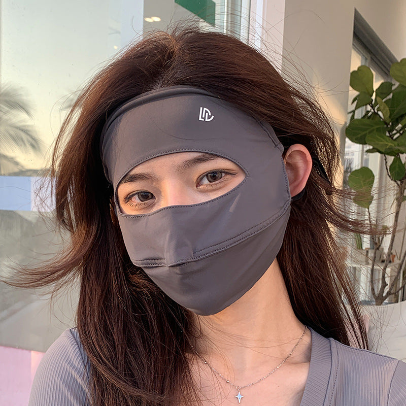 Masque de protection solaire plein visage Protection UV Mode extérieure Revêtement respirant en soie glacée