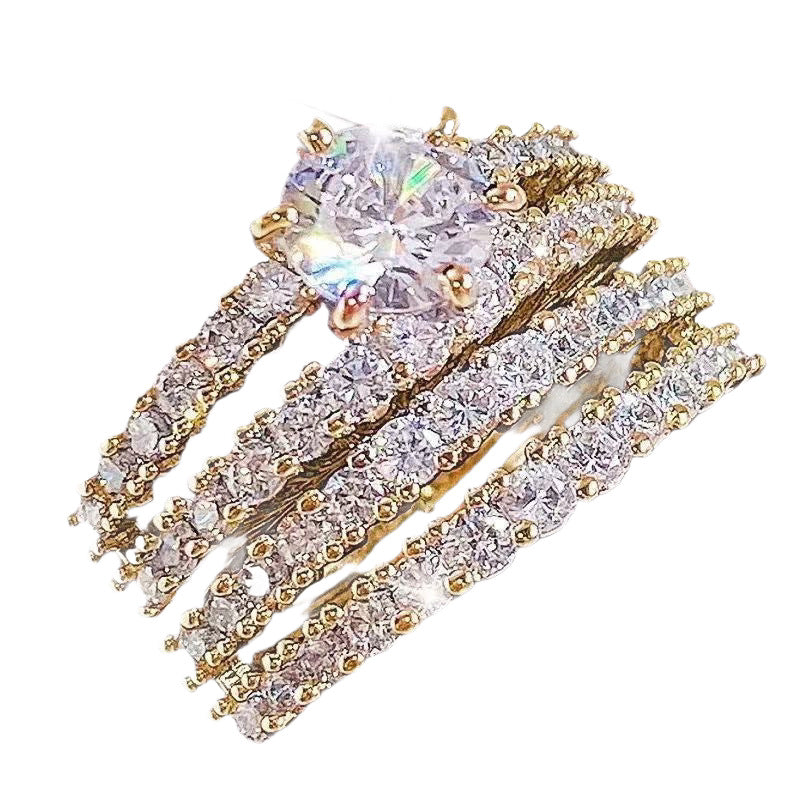 Style Hollow Double-Layer Zircon bague de fiançailles pour les femmes