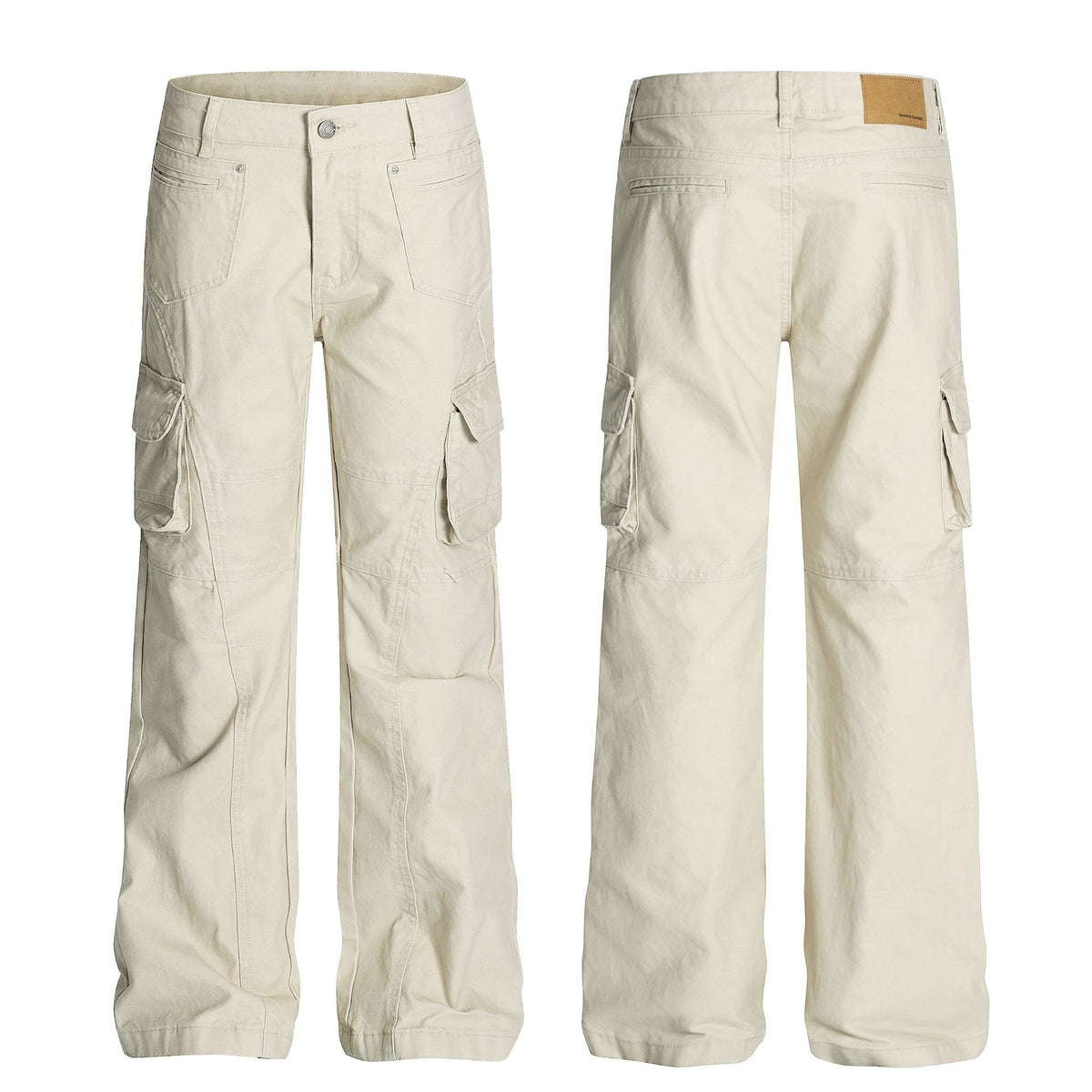 Retro Unisex Solid-Color Multi-Pocket Loose Flare-Bootcut Vêtements de travail Pantalons occasionnels