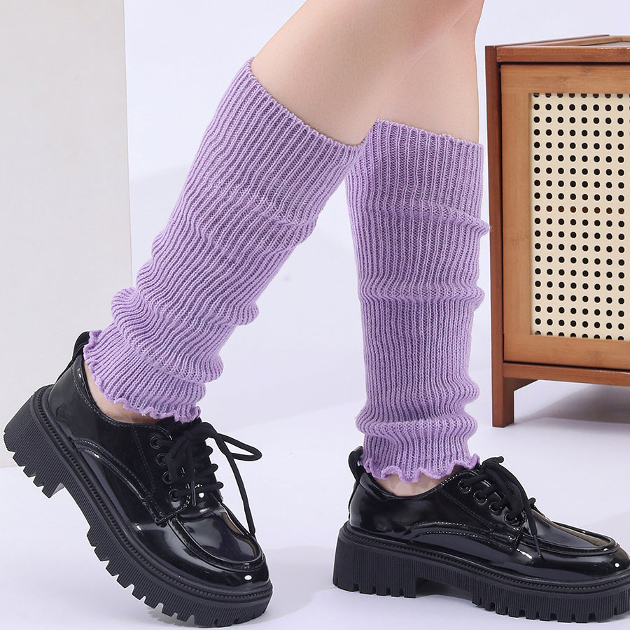 Hiver Mode Ribbed Knitted Vente Harajuku Neon Chaussettes longues Hiver Botte Gaiters Clubwear W