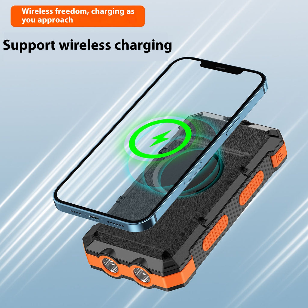 Solar Magnetic Wireless Charger Power Bank 20000 MA Éclairage extérieur étanche