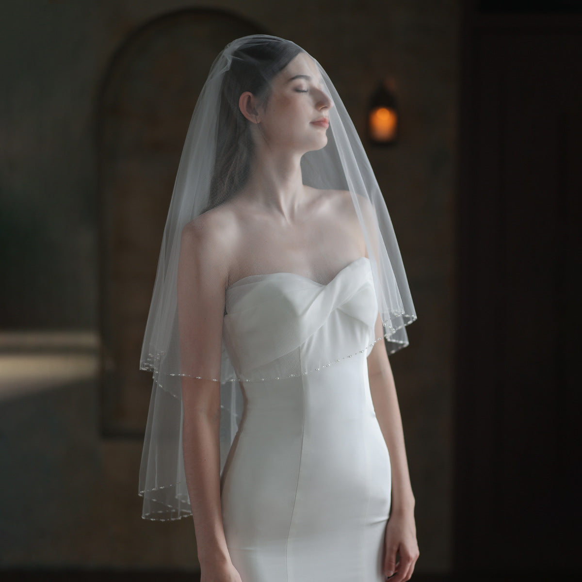Exquis Voile de mariée de perles