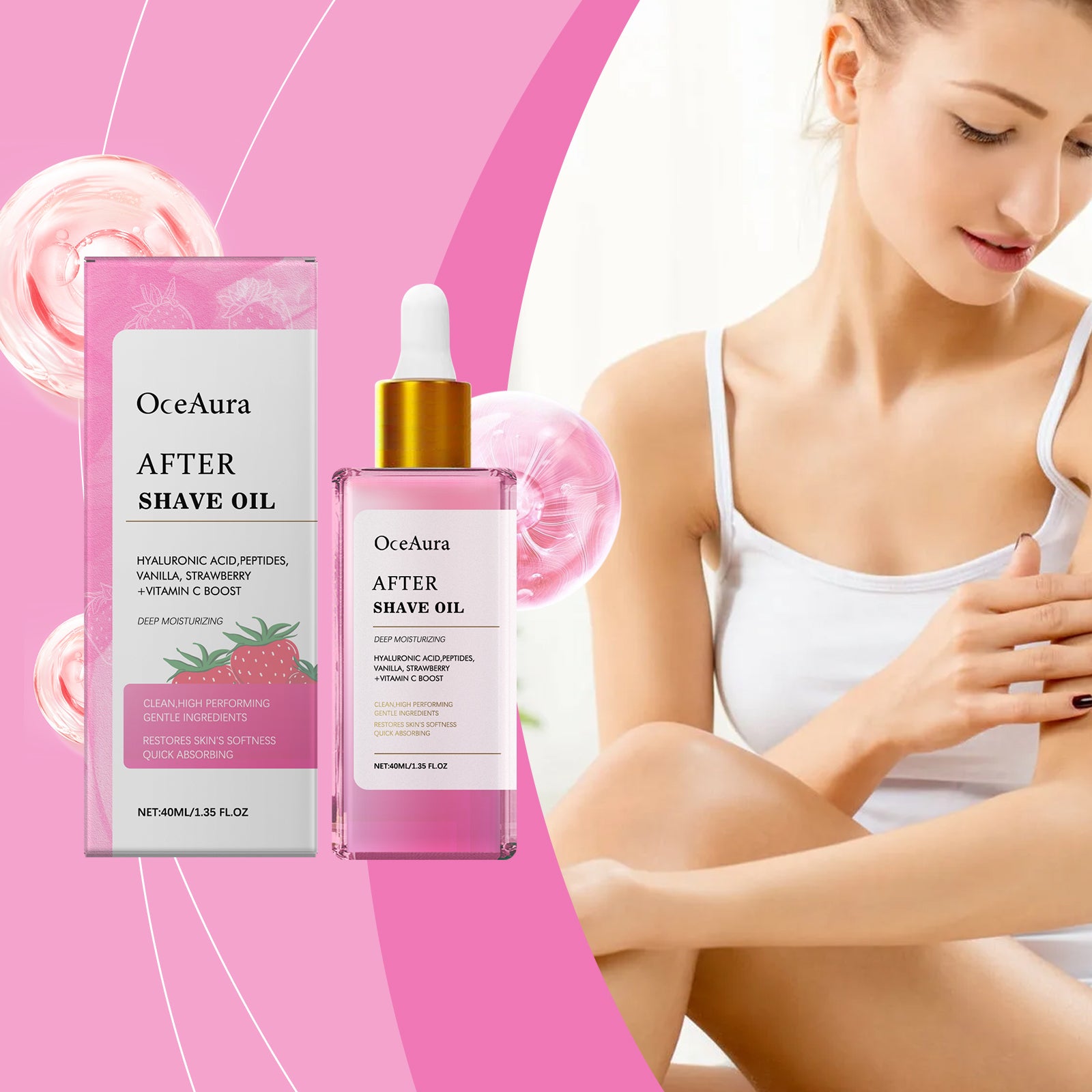 Enlèvement des cheveux et réparation du rasage Huile essentielle Fraise Saveur 40ml-boîte