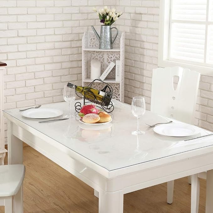 Protecteur de table transparent -1,5mm Épaisseur étanche Couverture de table en PVC résistant pour Dinin