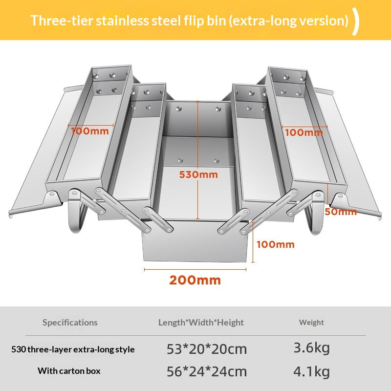 Boîte de rangement mobile pliante double et trois niveaux pour les outils ménagers