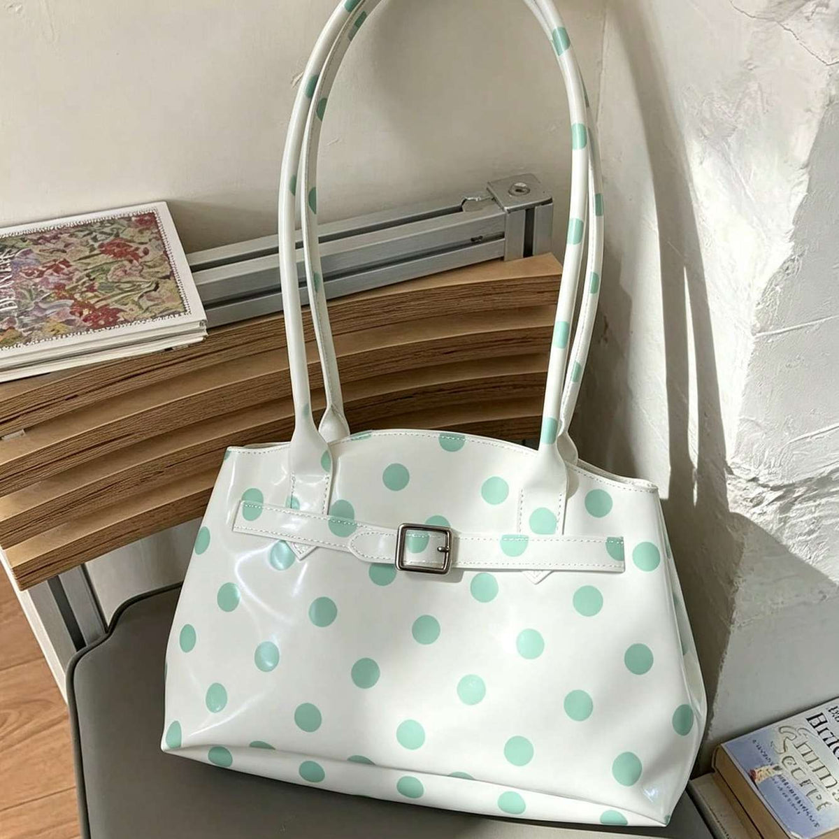 Sac à épaule transparent en jelly à grande capacité Polka-Dot