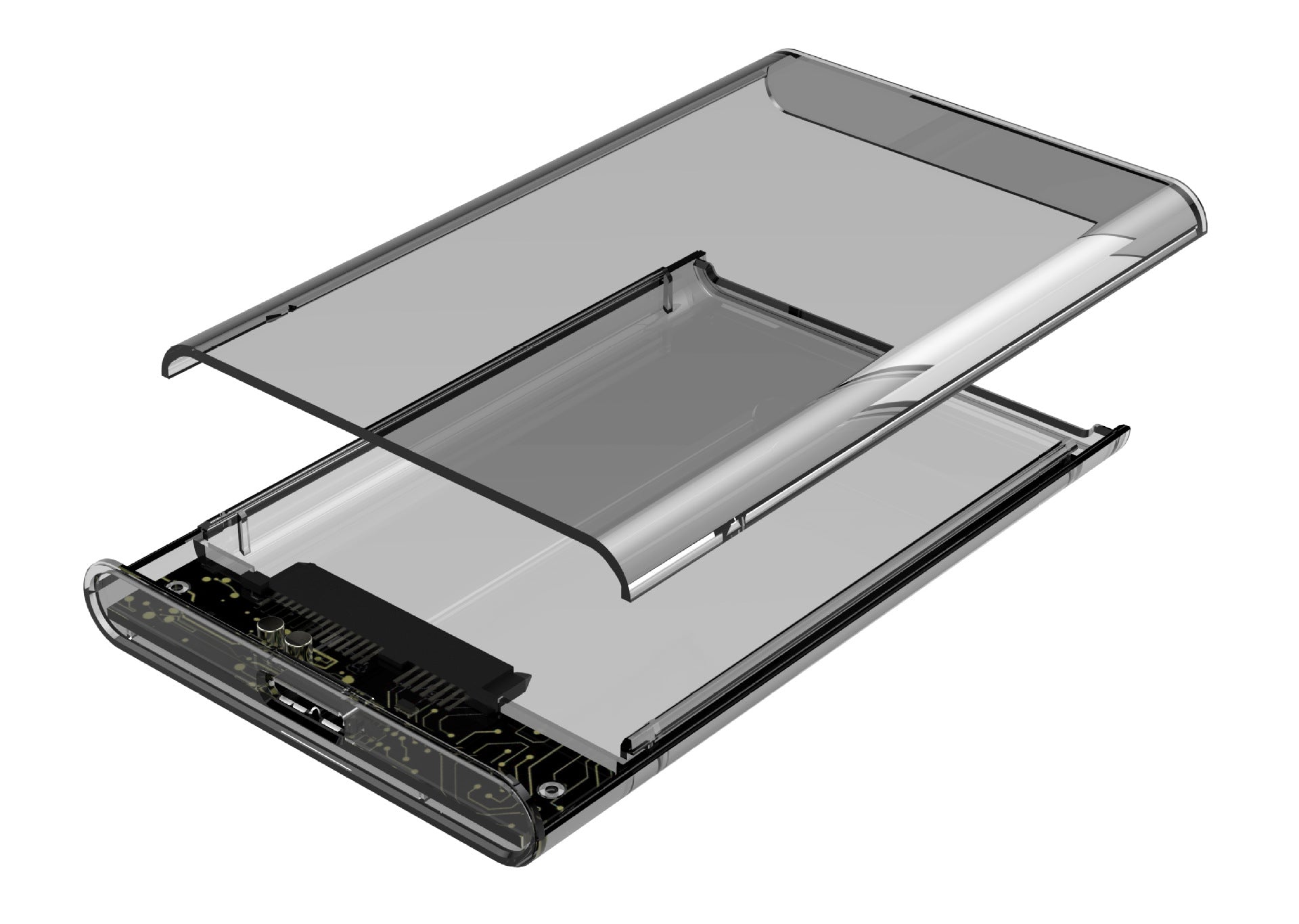 Boîte de disque dur transparente