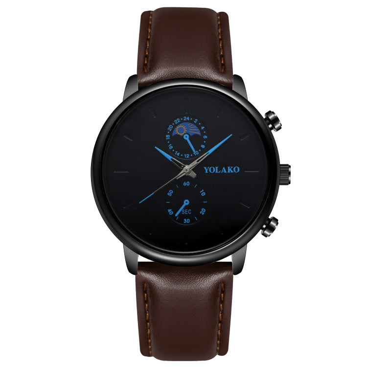 Ceinture en cuir deux yeux Ultra-fin Quartz montre homme