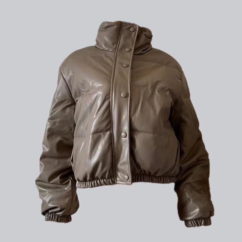Manteau de Parka en cuir épais et chaud pour femmes