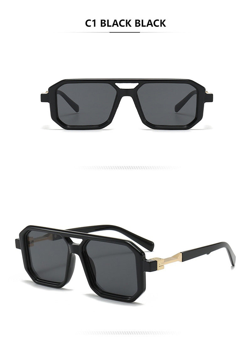 Retro Double Beam Pilot Catwalk Légères Lunettes de soleil de luxe Ins