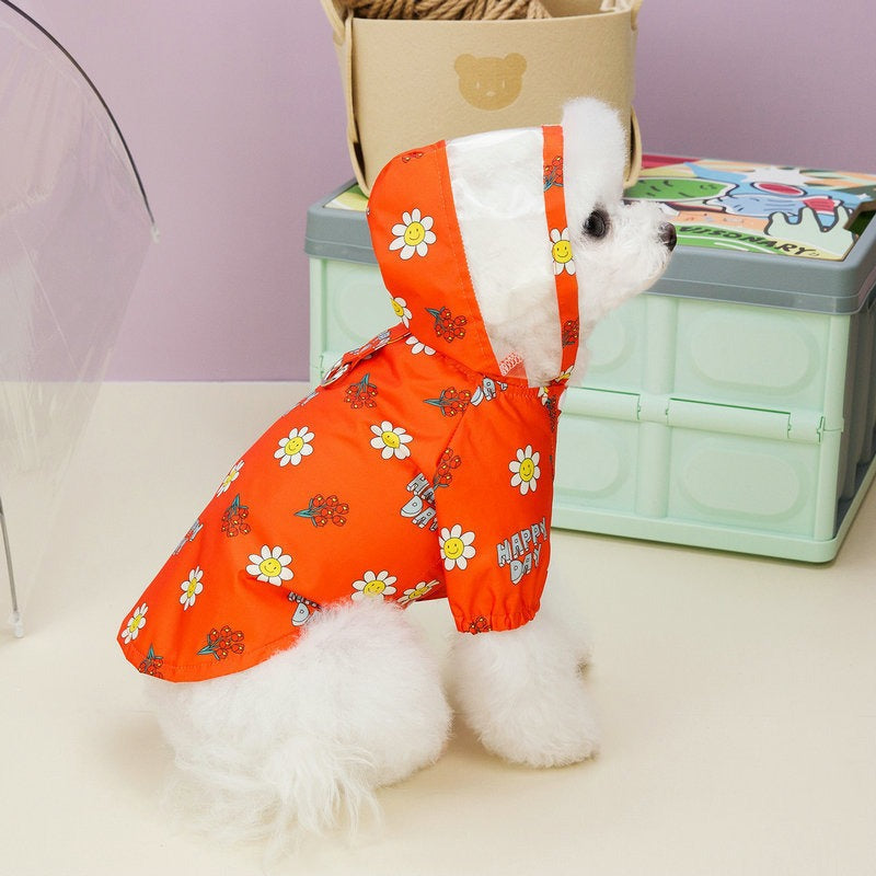 Habillement de chien imperméable pour animaux de compagnie deux pieds avec traction anneau ressort transparent
