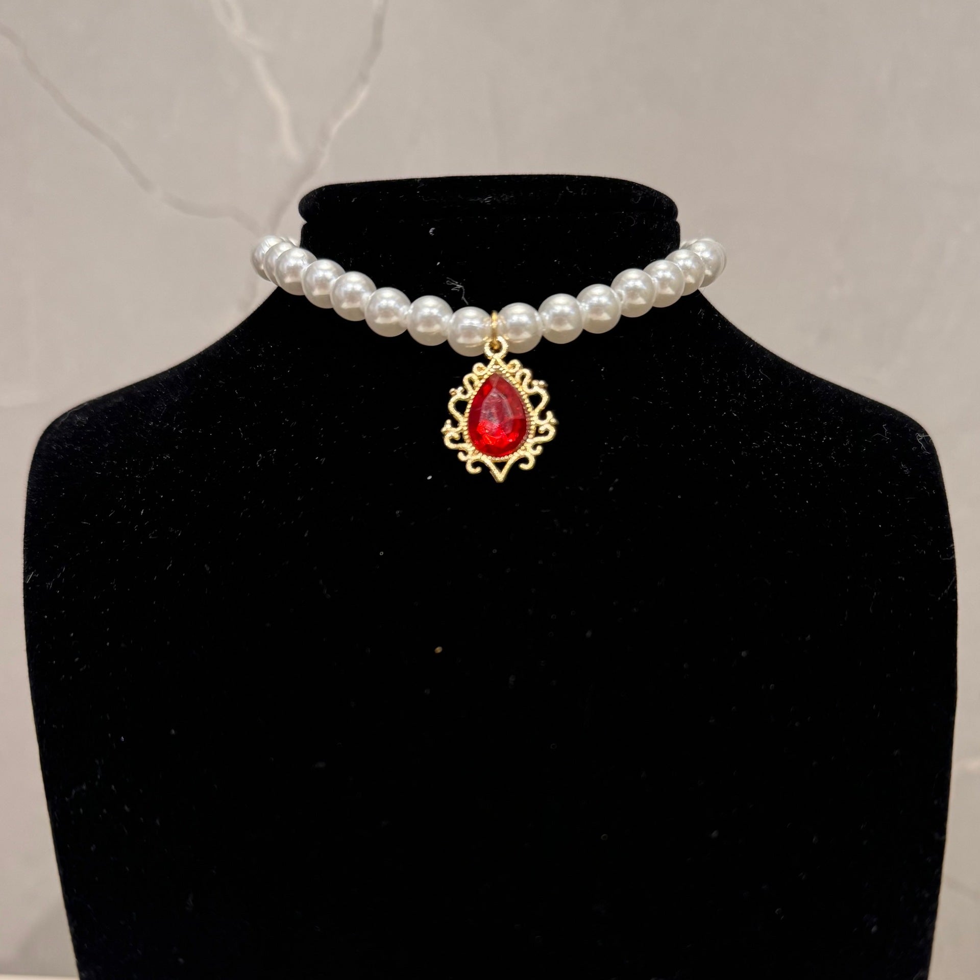 Style court cristal Zircon Vintage Pearl Fashion Choker