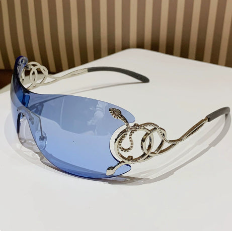 Lunettes de soleil en forme de cobra Sporty Rimless Coupe latérale