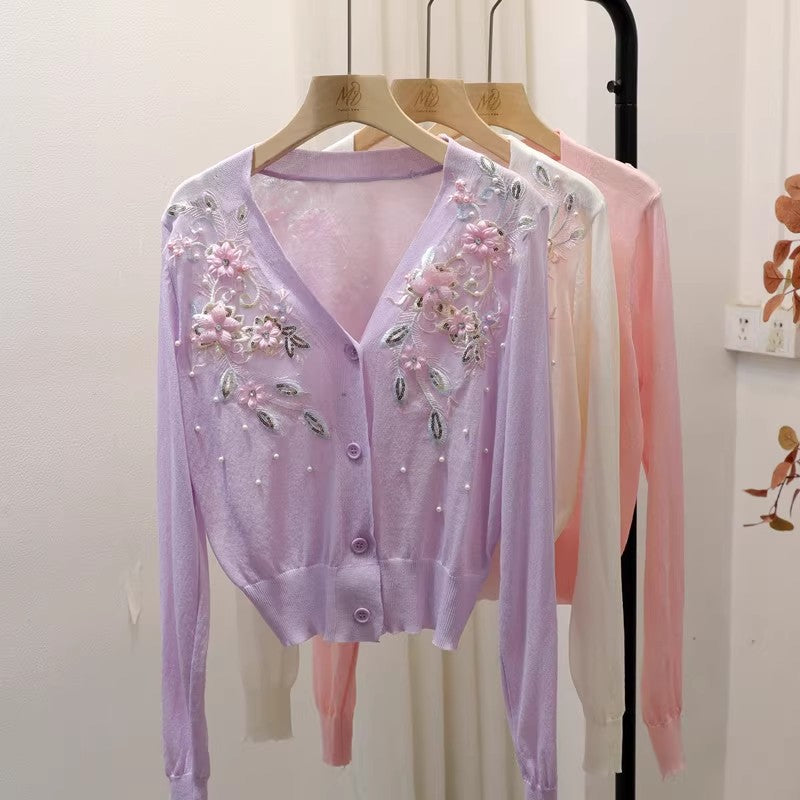 Cardigan en tricot pour femmes à col V