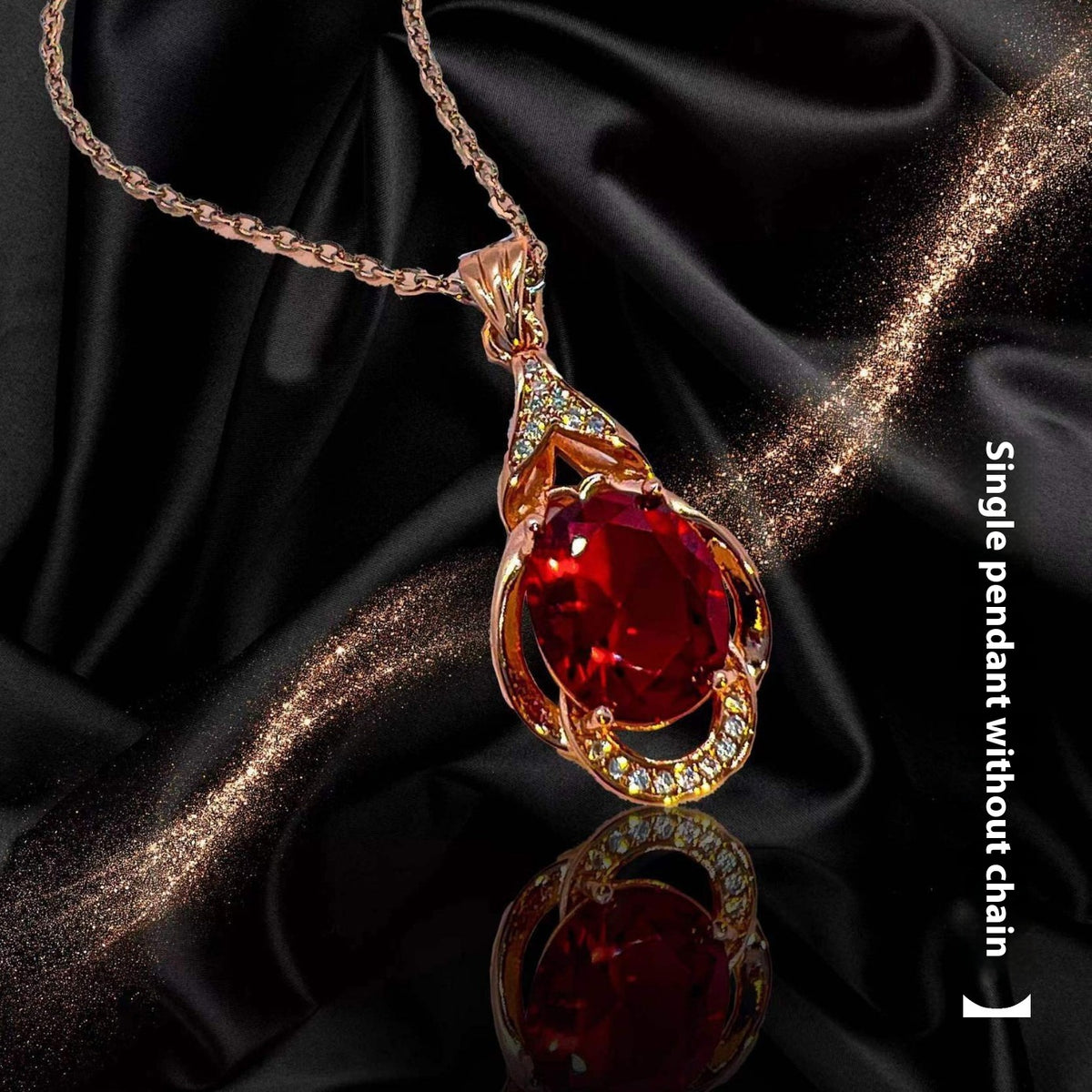 Collier pendentif en pierre gemme couleur Tourmaline rouge style coréen