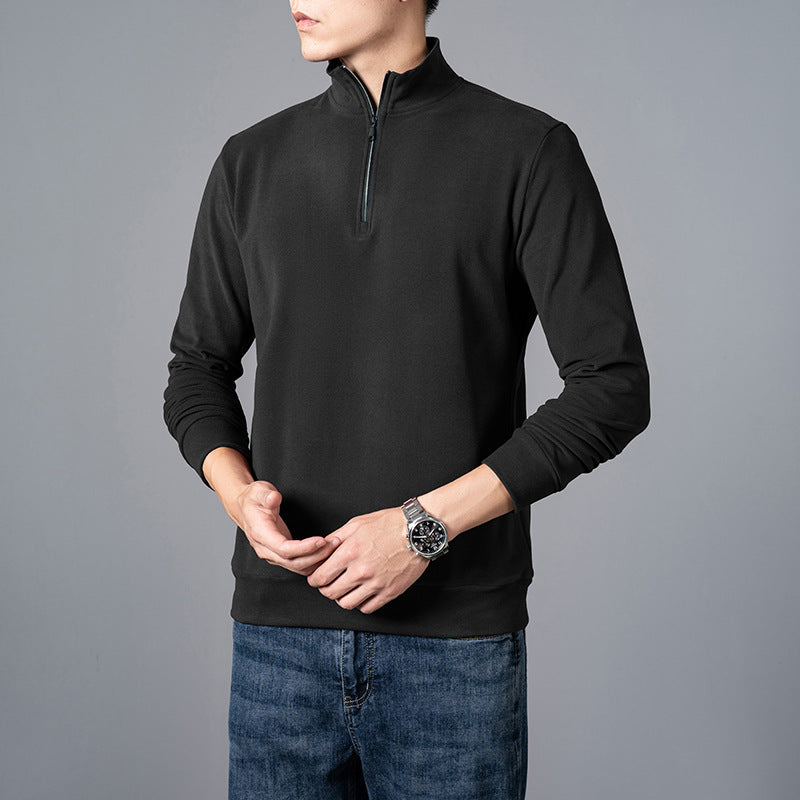 Tweater homme Trendy Tout Match Casual manches longues T chemise Lapel couche de base