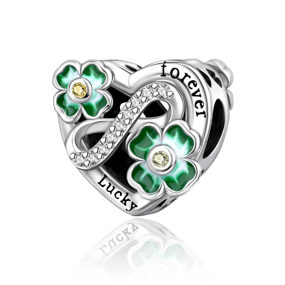 Bricolage pendentif argent-plaqué coeur charmant Lucky Bracelet Collier perlé