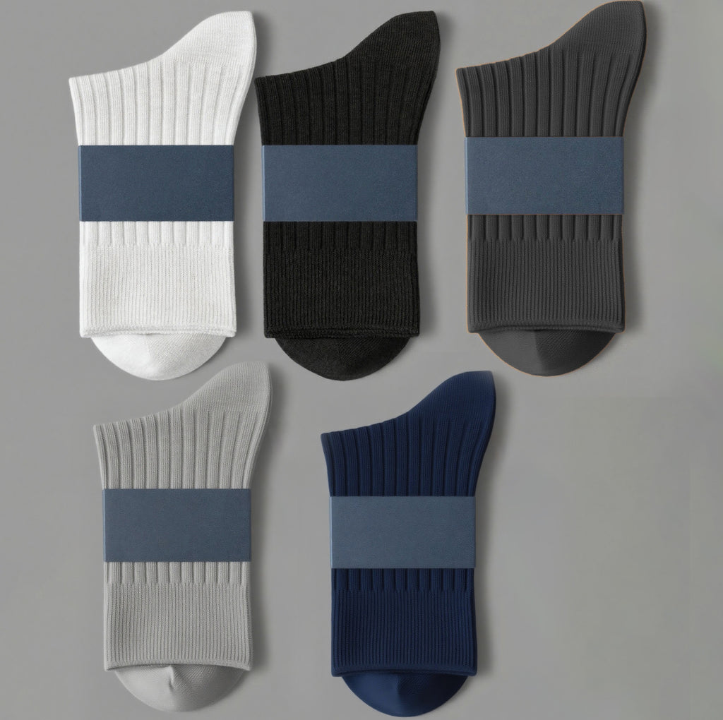 Chaussettes d'affaires en coton à double manche pour hommes avec des propriétés absorbantes et désodorisantes