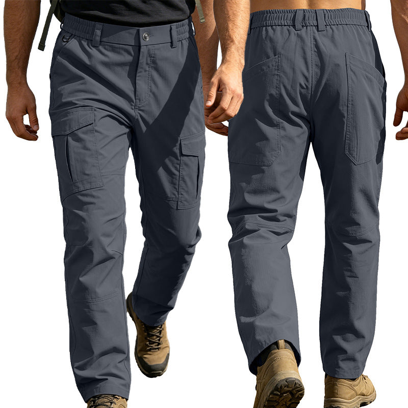Pantalon de travail imperméable de printemps et d'automne pour hommes avec de multiples poches et une grande taille extérieure