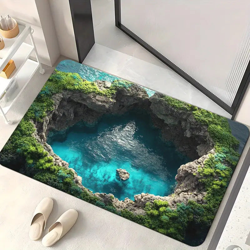 Effet visuel 3D Maison Ground Mat Salle de bain antidérapante