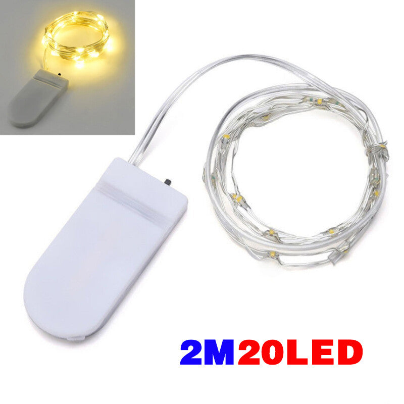6 Pack 20 LEDs Batterie actionné Mini LED fil de cuivre chaîne Fée lumières Part 2m---1PCS Wa