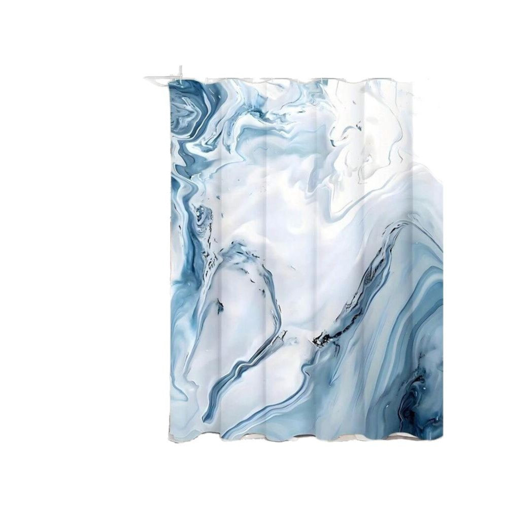Rideau de douche en marbre bleu style ornement