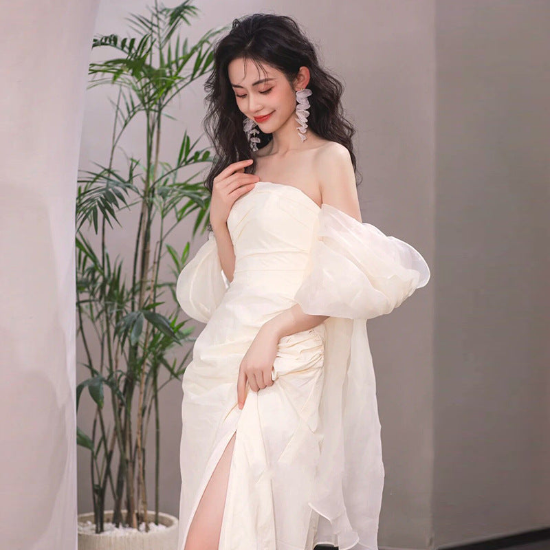 Tube Top léger robe de mariage Mariée Simple Long