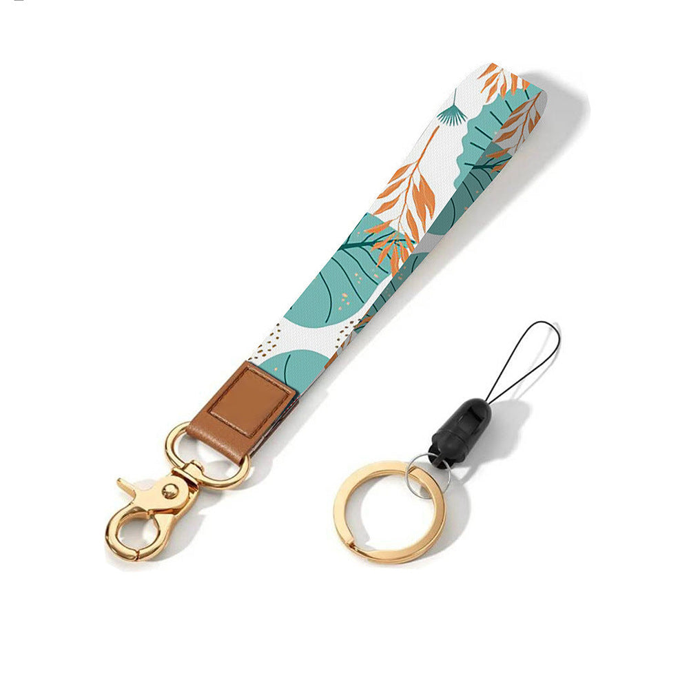 Leather-Polyester Wrist-Neck Lanyard porte-clés à double usage
