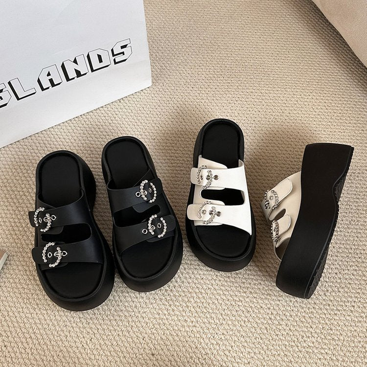Sandales à glissière en Strass pour femmes