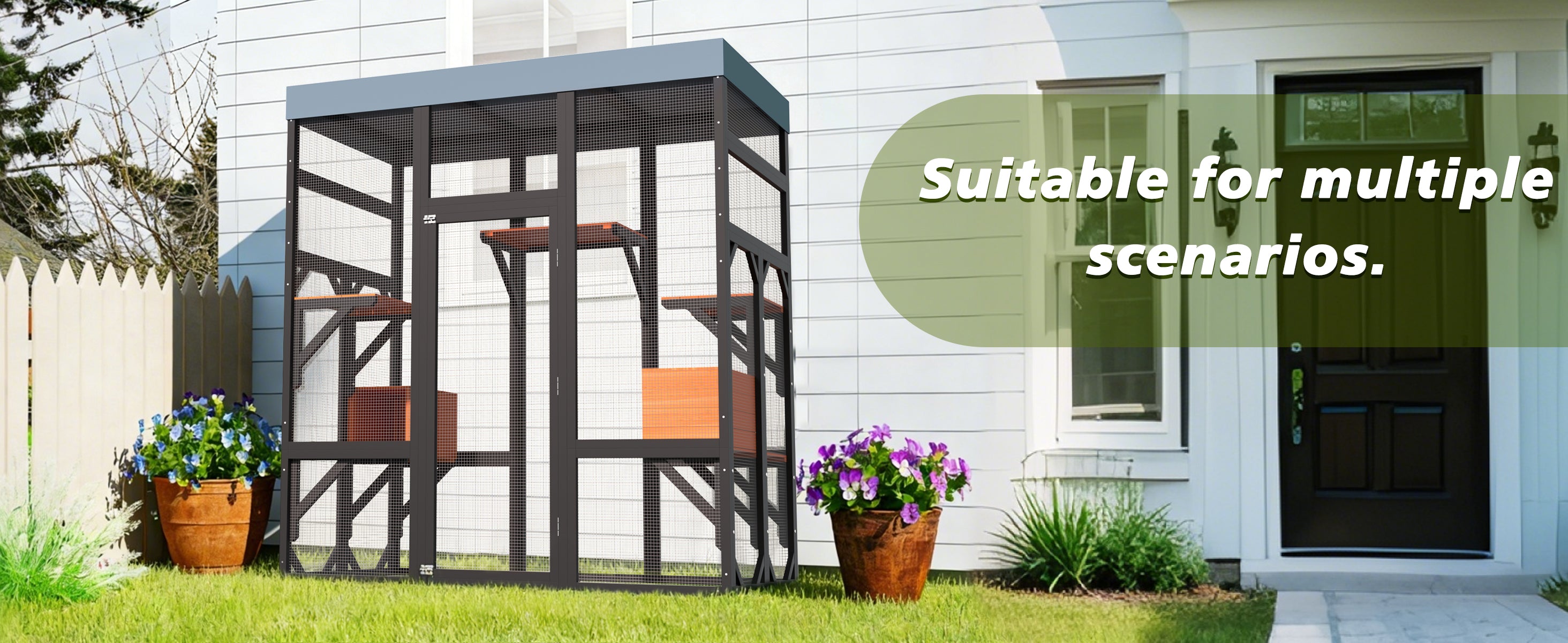 Catio en bois noir de 62.6" pour chats
