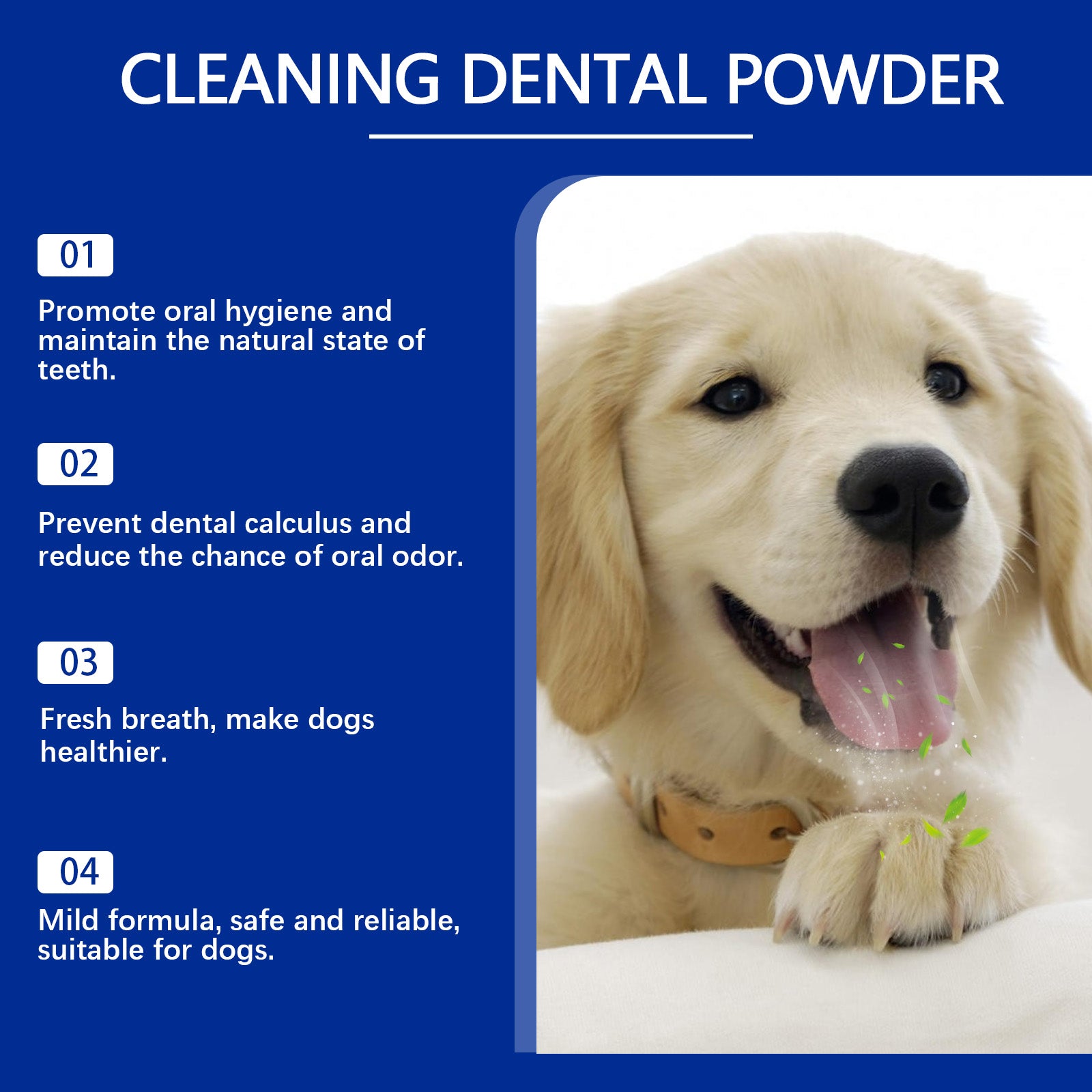 Poudre de nettoyage de dents de chien