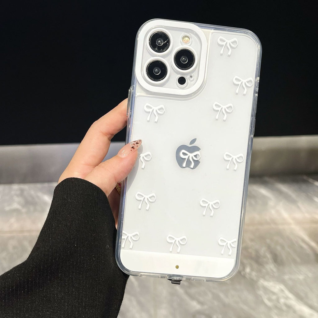 IPhone 17 rose et blanc Bowknot cas téléphonique