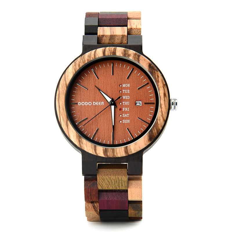 Wood Couple's European and American Style Calendrier Watch