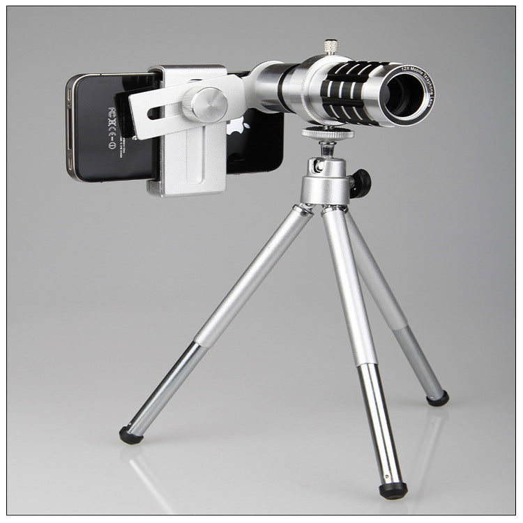 12X télescope mobile général objectif focal 12 fois long avec trois pieds voyage univer