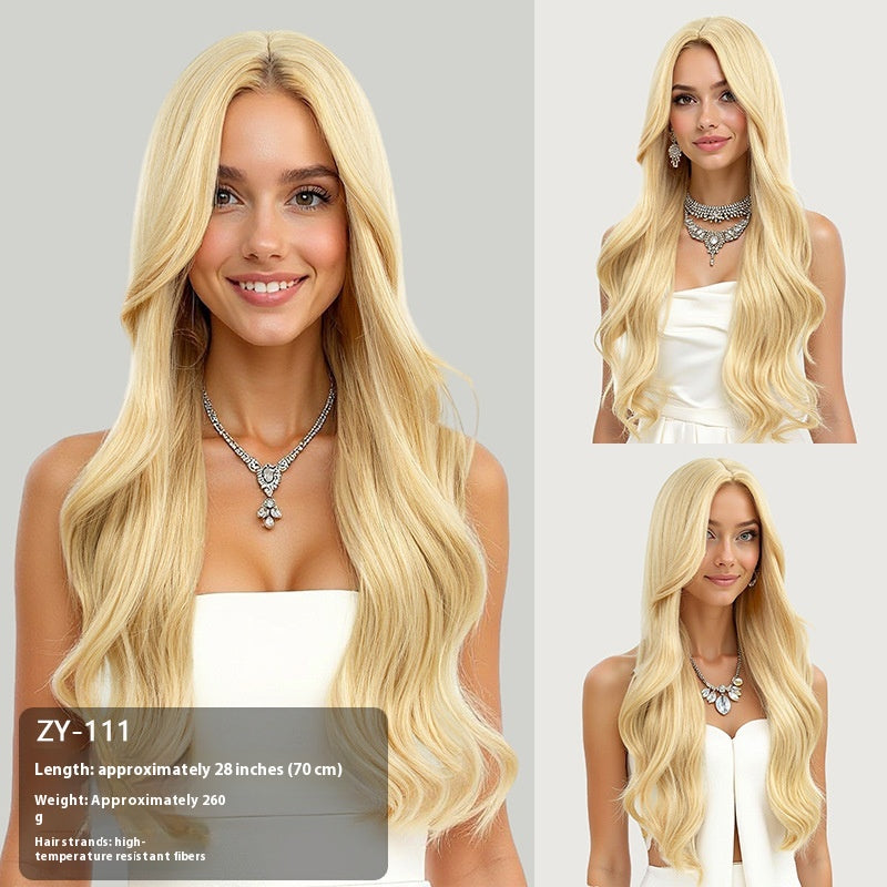 Wig Simulation Hairline Women's Team Anchor 60cm Micro-volume Long Headgear