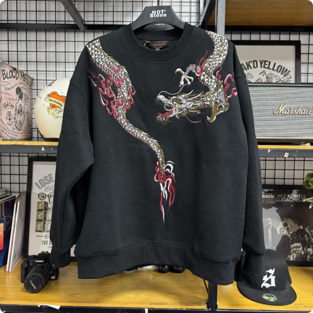 Sweatshirt avec broderie Dragon et cou rond