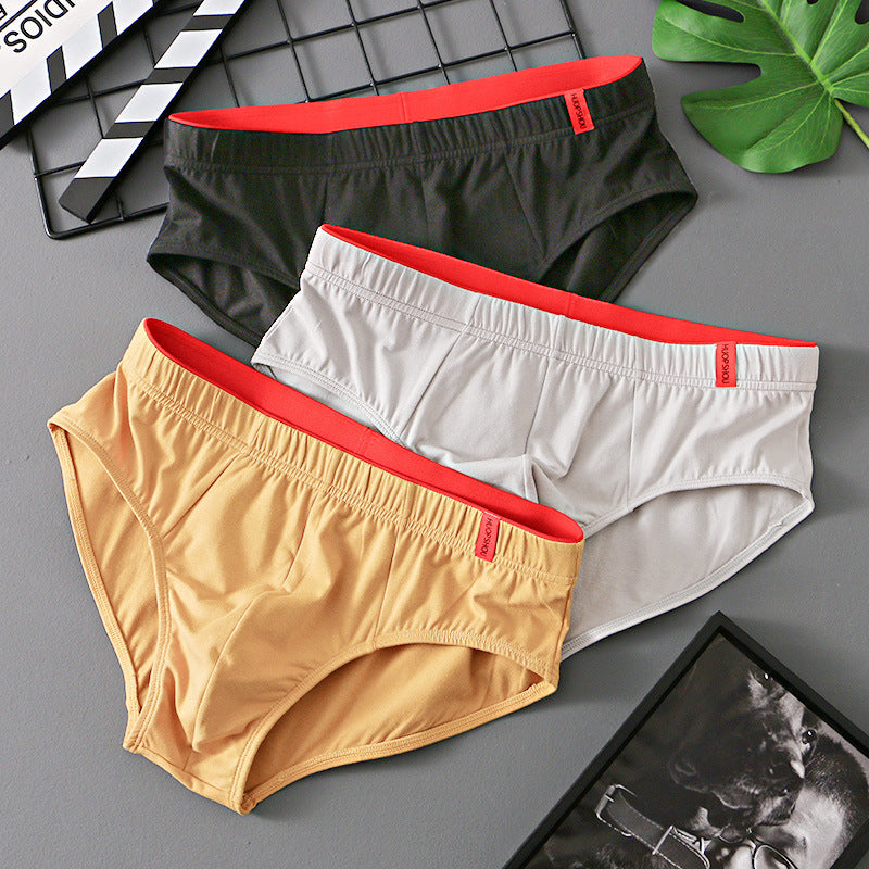 Triangle de coton couleur pure Triangle taille basse Respirant Triangle de sous-vêtements pour hommes