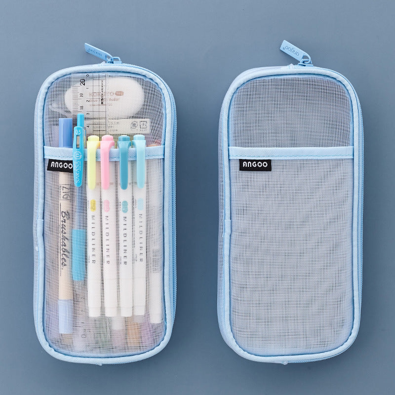 Transparent Color Stationery Storage Bag Mesh Pen