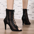 Femmes Sexy Goth Punk Sheer Mesh Open Toe Ankle Booties