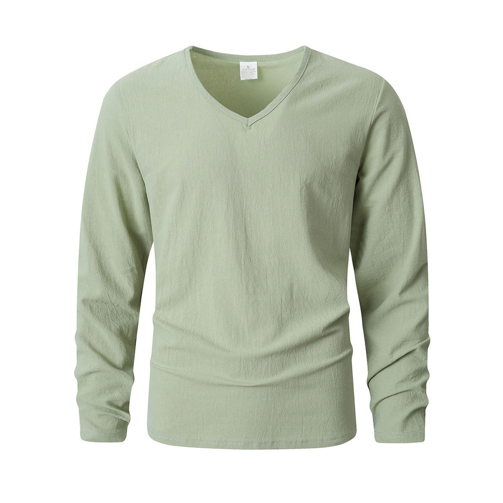 Haut à manches longues à col en V Casual Retro